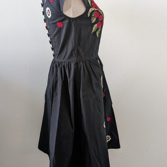 Vintage Vibes Embroidered Cherry Dress with pockets! - Picture 2 of 10